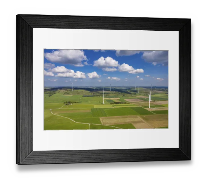 Framed Print : Aerial view, wind farm wind turbine Auf'm Muhlstein Framed Print : Aerial view, wind farm wind turbine Auf'm Muhlstein