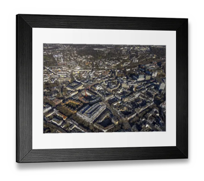 Framed Print : Aerial view, city overview, Husemann-Karree and construction site Haus des Wissens (HdW)