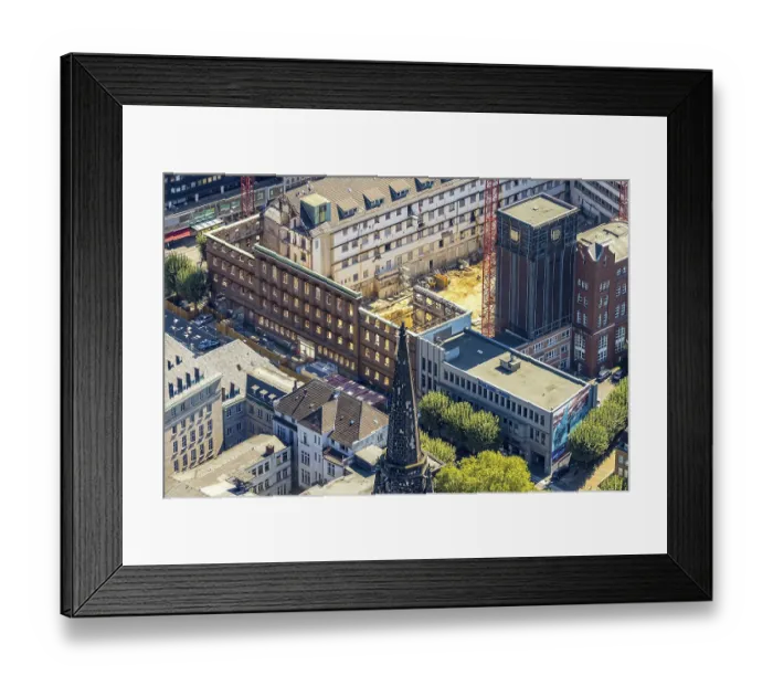 Framed Print : Aerial view, construction site inner courtyard town hall south Framed Print : Aerial view, construction site inner courtyard town hall south