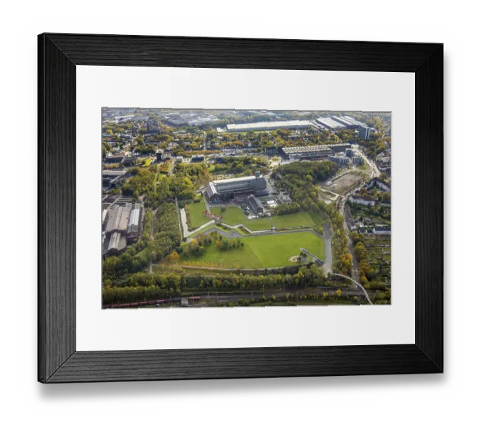 Framed Print : Aerial view, Jahrhunderthalle Bochum in Westpark Framed Print : Aerial view, Jahrhunderthalle Bochum in Westpark