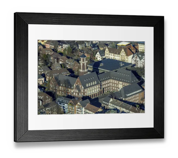 Framed Print : Aerial view, town hall city administration