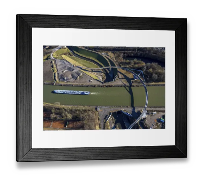 Framed Print : Aerial view, Emscher construction site for Emscherland 2020