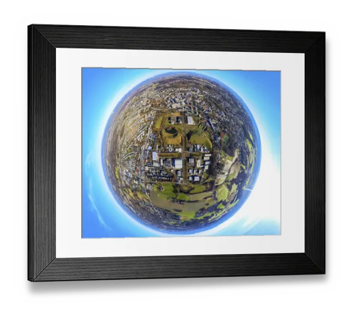 Framed Print : Aerial view, Erin Park industrial estate with pond Framed Print : Aerial view, Erin Park industrial estate with pond