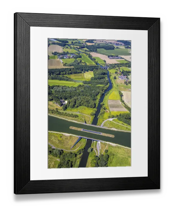 Framed Print : Aerial view, Lippe renaturalisation Framed Print : Aerial view, Lippe renaturalisation