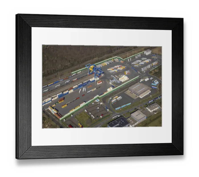 Framed Print : Aerial view, logport III, DahlingstraBe Framed Print : Aerial view, logport III, DahlingstraBe