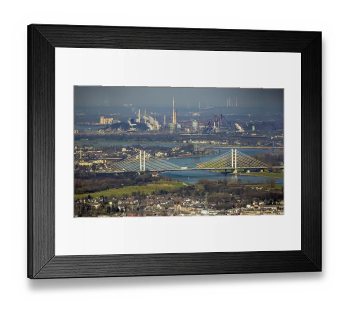 Framed Print : Aerial view, Rhine bridge Neuenkamp