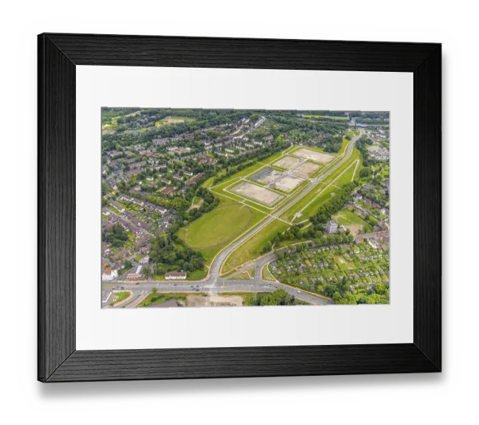 Framed Print : Aerial view, Duisburg-Nord, construction site and new development area Friedrich-Park on Fritz-Schupp-StraBe