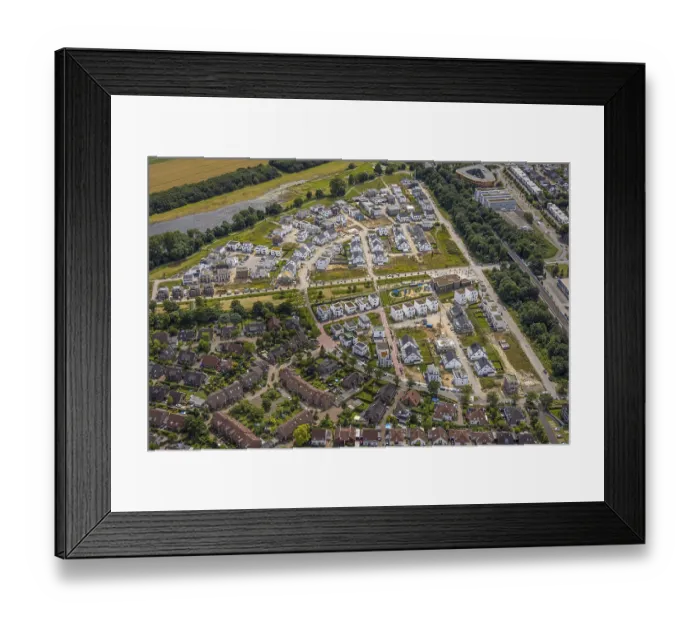 Framed Print : Aerial view, Duisburg-South, residential area Angerbogen