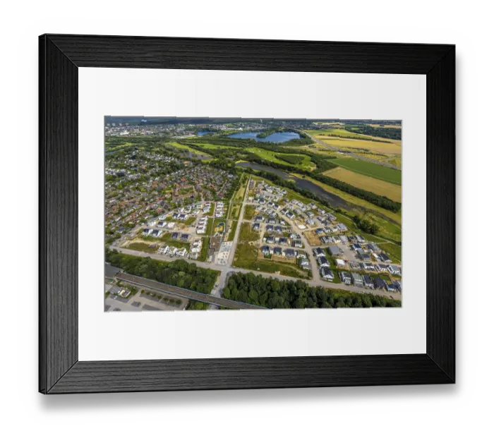 Framed Print : Aerial view, Duisburg-South, residential area Angerbogen