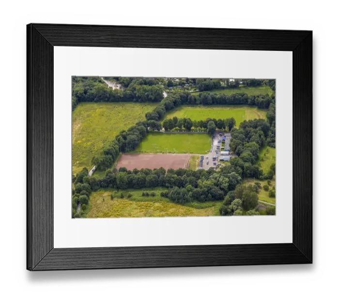 Framed Print : Aerial view, sports fields Am Forkelsgraben Framed Print : Aerial view, sports fields Am Forkelsgraben
