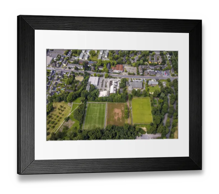 Framed Print : Aerial view, sports centre XXL and sports fields Am Forkelsgraben