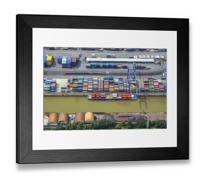 Framed Print : Aerial view, Duisburg-West, logport I (Eins) Rheinhausen Framed Print : Aerial view, Duisburg-West, logport I (Eins) Rheinhausen