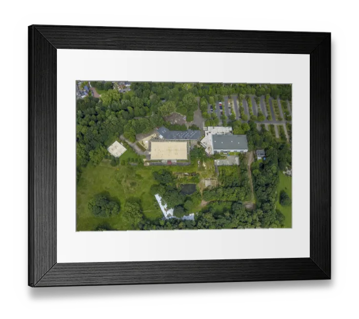 Framed Print : Aerial view, Duisburg-West, volleyball beach arena Toeppersee