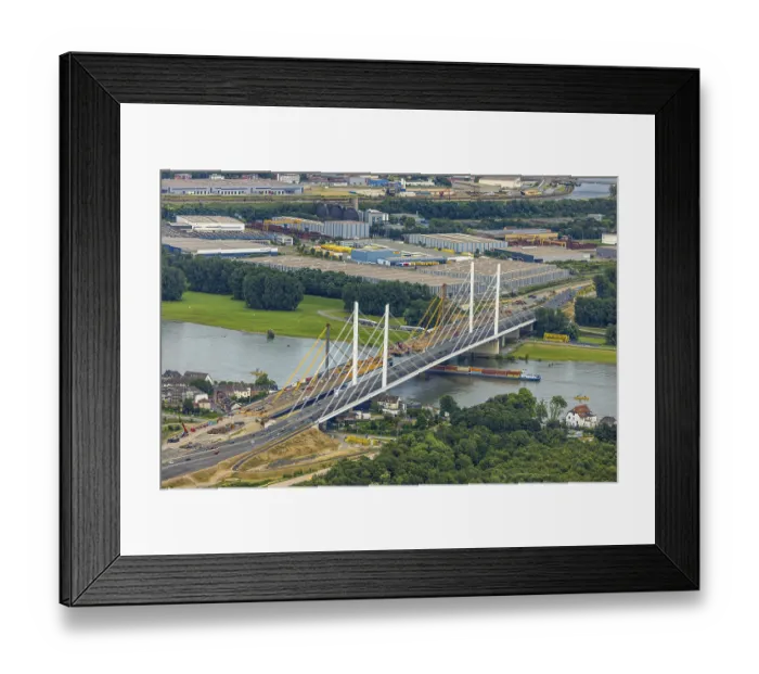 Framed Print : Aerial view, motorway A40 Rhine bridge Neuenkamp