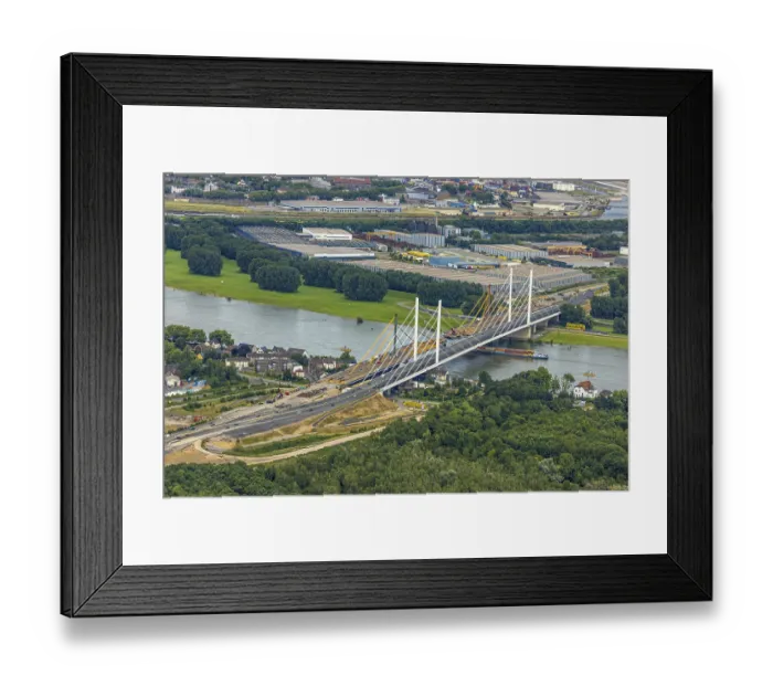 Framed Print : Aerial view, motorway A40 Rhine bridge Neuenkamp Framed Print : Aerial view, motorway A40 Rhine bridge Neuenkamp