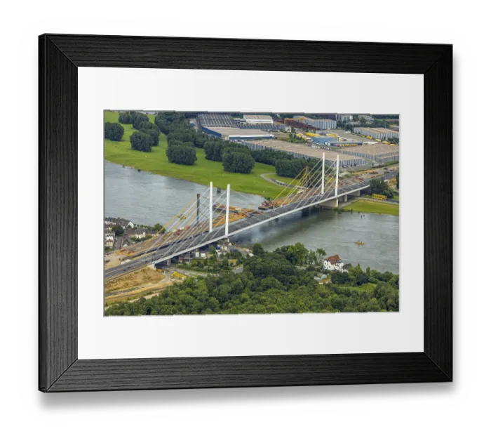 Framed Print : Aerial view, motorway A40 Rhine bridge Neuenkamp