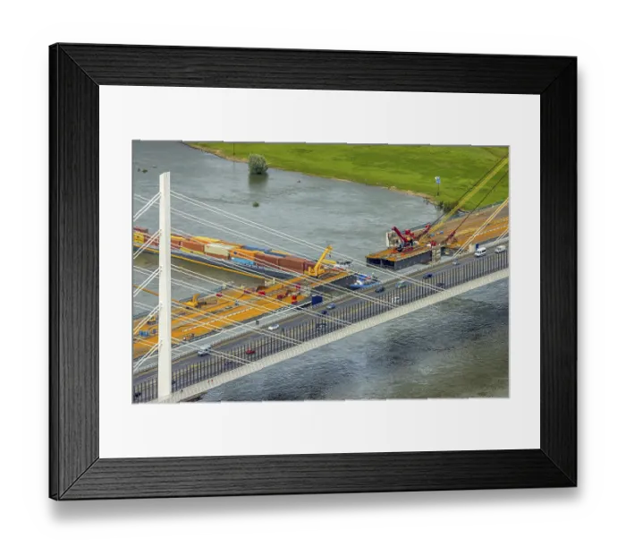 Framed Print : Aerial view, motorway A40 Rhine bridge Neuenkamp