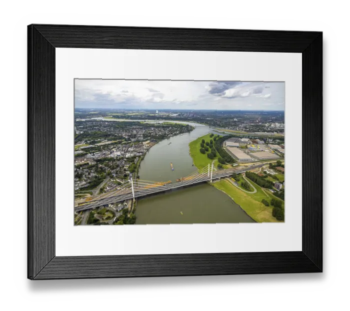 Framed Print : Aerial view, motorway A40 Rhine bridge Neuenkamp