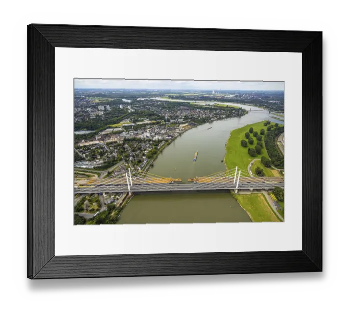 Framed Print : Aerial view, motorway A40 Rhine bridge Neuenkamp Framed Print : Aerial view, motorway A40 Rhine bridge Neuenkamp
