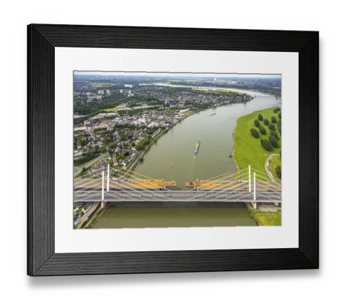Framed Print : Aerial view, motorway A40 Rhine bridge Neuenkamp