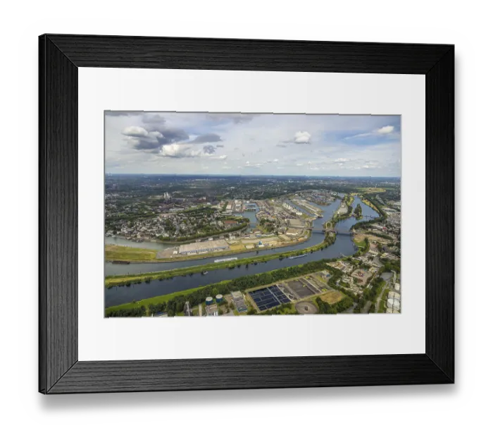Framed Print : Aerial view, Duisburg-Nord, duisport harbour Duisburg with oil island
