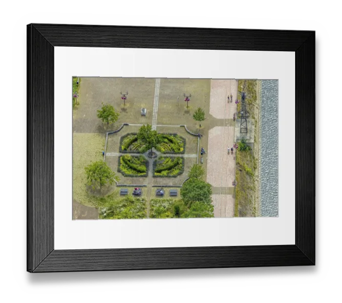 Framed Print : Museum garden Johannes-Corputius-Platz at the inner harbour