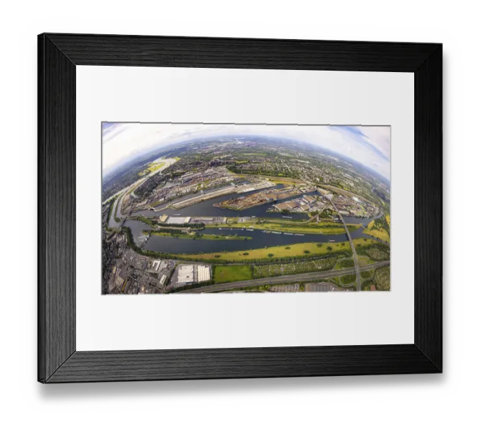 Framed Print : Aerial view, Duisburg harbour, duisport fish-eye