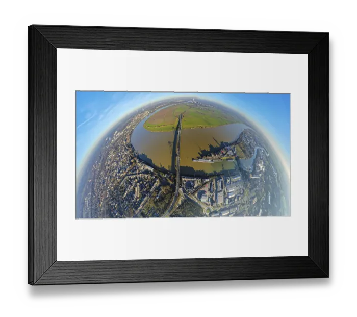Framed Print : Aerial view, Krefeld-Uerdingen bridge over the river Rhine