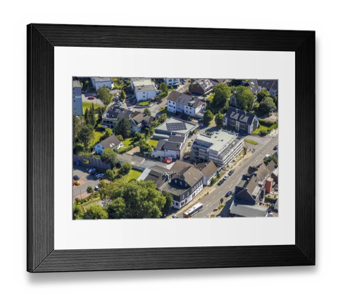 Framed Print : Aerial view, construction site with new building at the corner of Wittener StraBe and BirkenstraBe