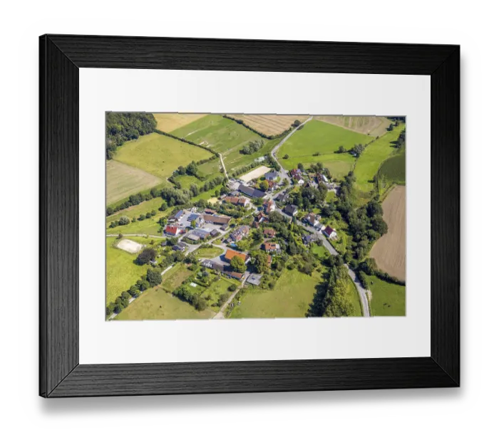 Framed Print : Aerial view, residential area local view district Asbeck