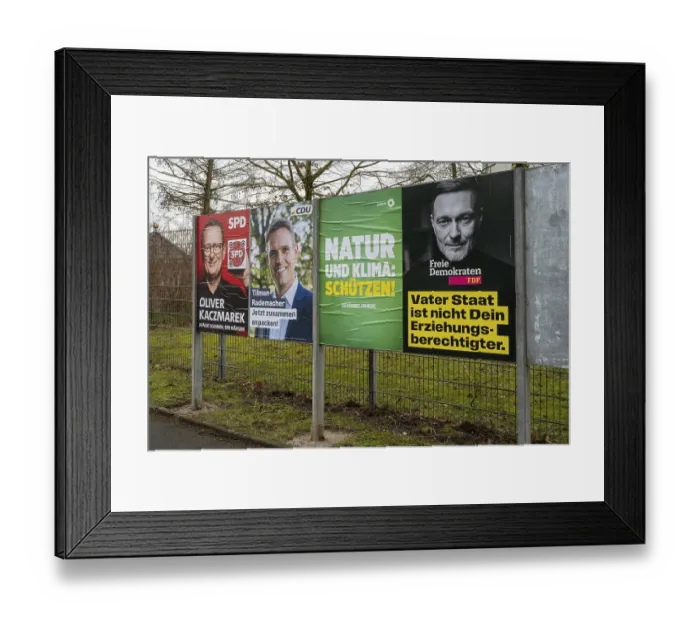 Framed Print : Board with election posters, SPD