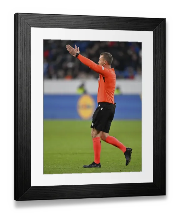 Framed Print : Referee Referee Morten Krogh (DEN) Gesture Gesture Europa League