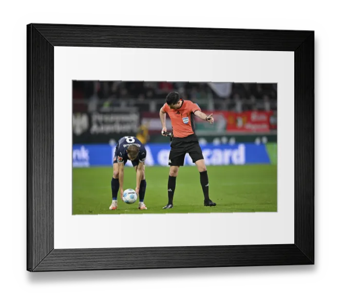 Framed Print : Referee Referee Florian Badstubner Gesture Gesture in front of free kick Leo Scienza 1