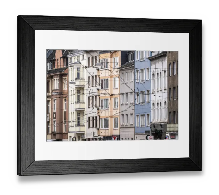 Framed Print : Older residential buildings, rental flat