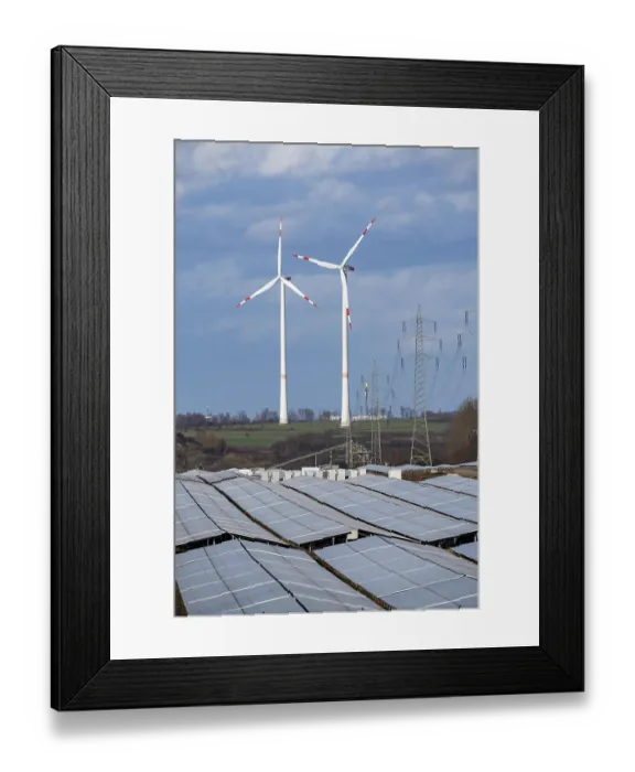 Framed Print : 20 MW peak solar park on recultivated opencast mining areas at the Garzweiler opencast lignite mine