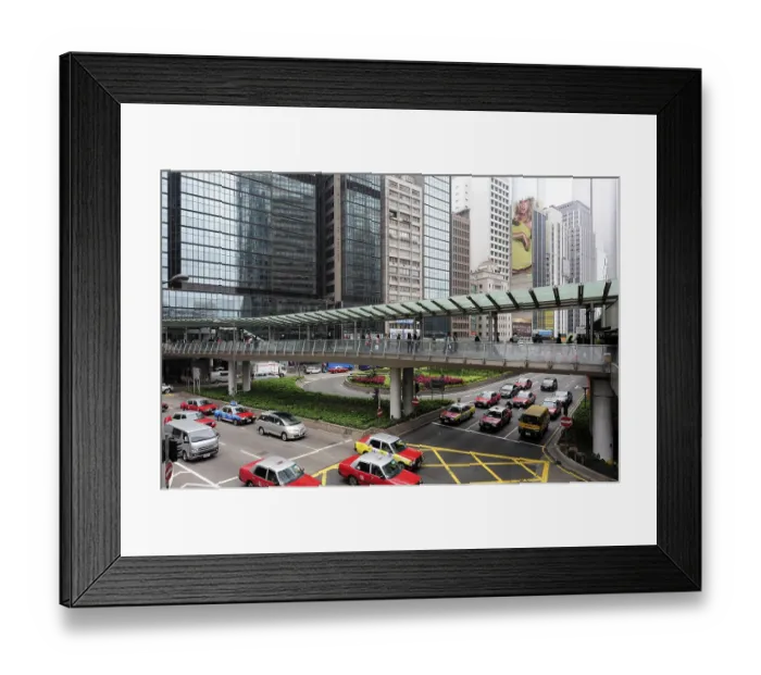 Framed Print : Bridge for pedestrians at an intersection of two roads