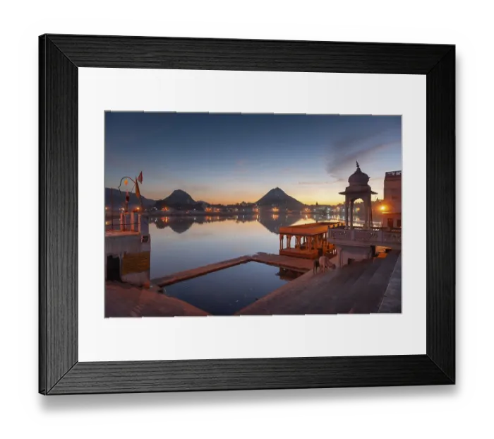 Framed Print : Old town of Pushkar at the holy Pushkar Lake