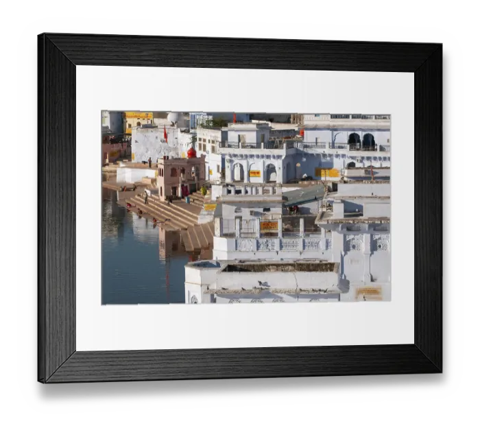 Framed Print : Old town of Pushkar at the holy Pushkar Lake