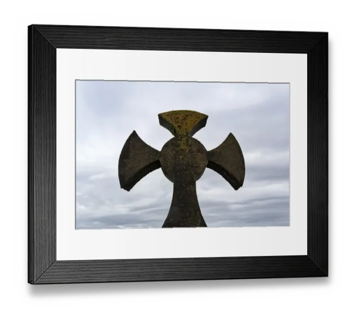 Framed Print : Celtic cross against grey background Framed Print : Celtic cross against grey background