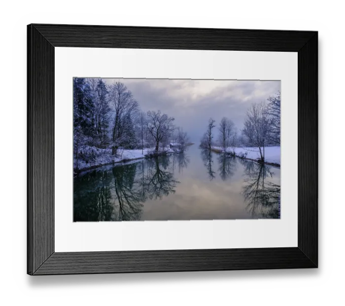 Framed Print : Loisach in winter, near Kochel am See