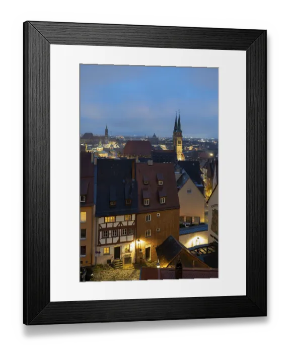 Framed Print : View of the city from the Imperial Castle with St Seebald's Church and St Lorenz