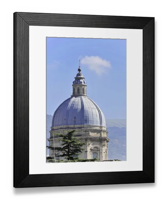 Framed Print : A large church dome stretches majestically over the surrounding landscape