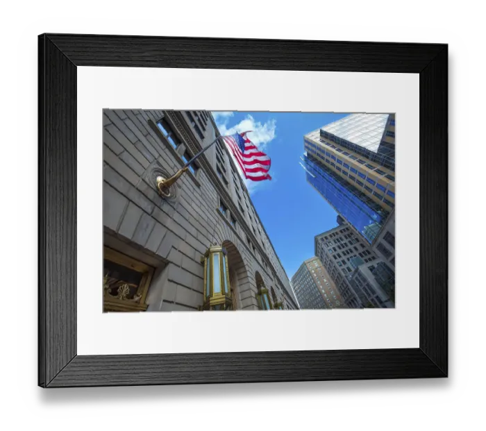 Framed Print : USA, Scenic Boston downtown financial district city skyline and skyscrapers Framed Print : USA, Scenic Boston downtown financial district city skyline and skyscrapers