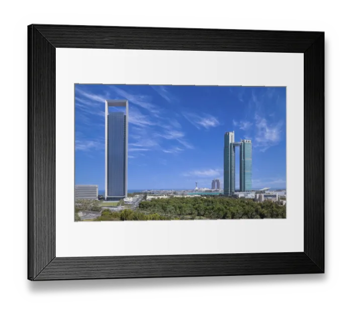 Framed Print : UAE, United Arab Emirates, Abu Dhabi downtown panorama and financial center skyline