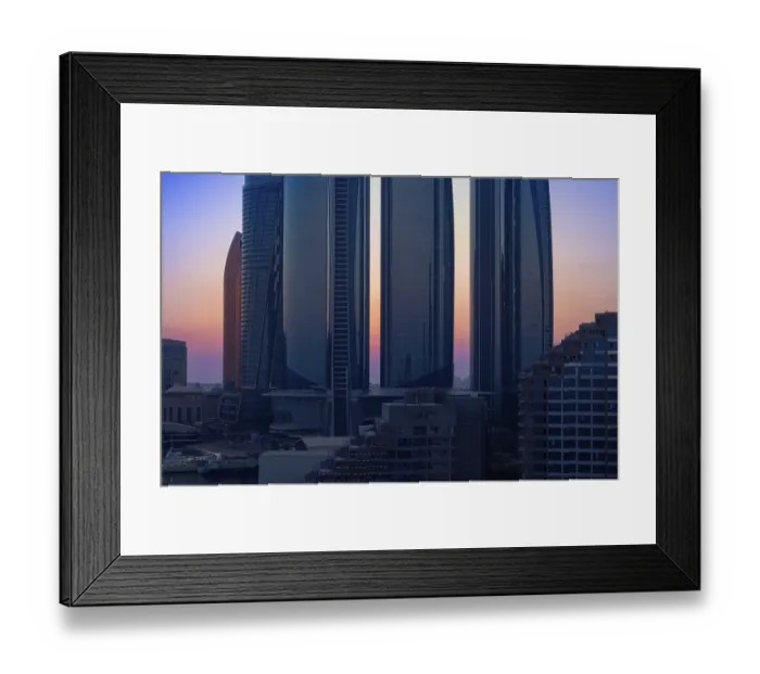 Framed Print : UAE, United Arab Emirates, Abu Dhabi downtown panorama and financial center skyline