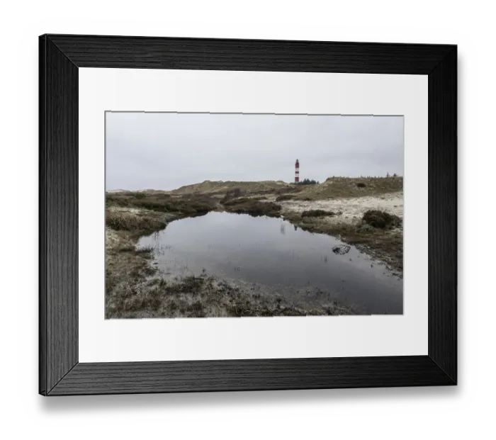 Framed Print : Dune landscape with lighthouse
