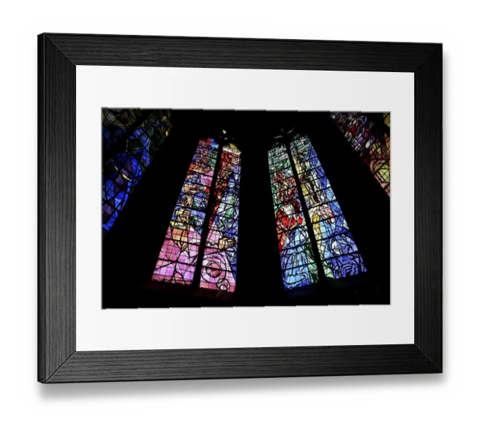 Framed Print : Stained glass window by Jacques Villon in the sacrament chapel of the Gothic Saint-Etienne Cathedral