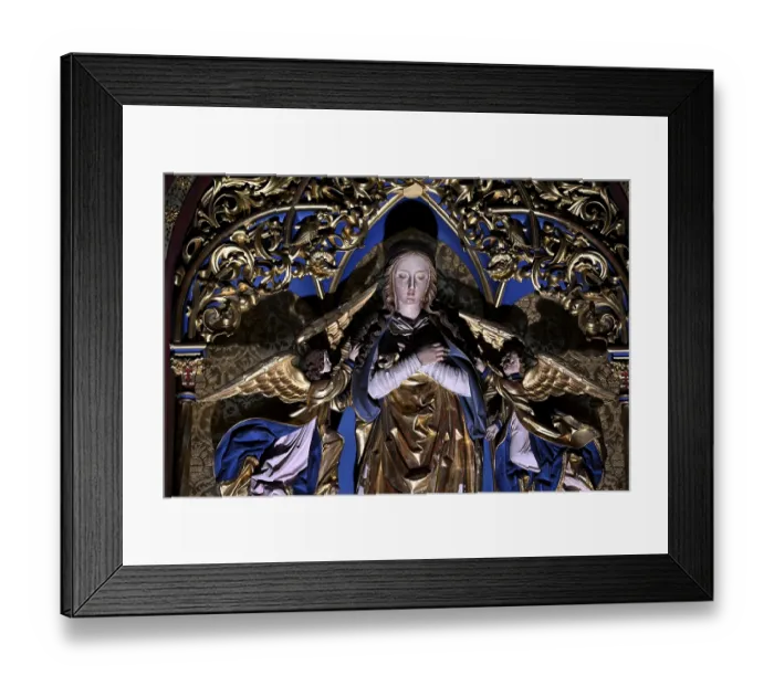 Framed Print : Portrait of a saint in the Gothic cathedral of Saint-Etienne