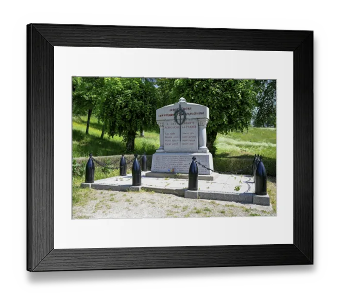 Framed Print : Memorial stone on the site of the destroyed village of Fleury-devant-Douaumont