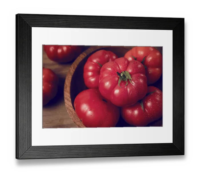 Framed Print : Pink tomatoes, in a rustic wooden bowl Framed Print : Pink tomatoes, in a rustic wooden bowl